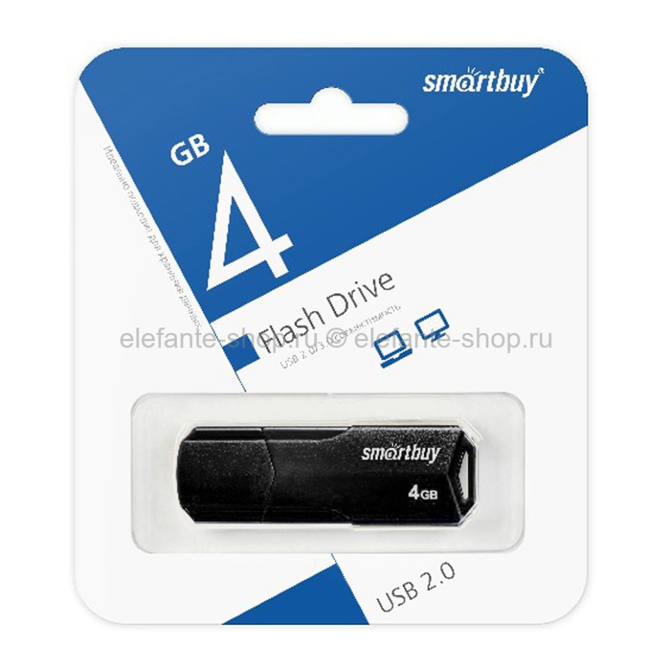 Флеш-накопитель USB 4GB Smart Buy Clue SB4GBCLU Black (UM)