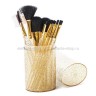 Кисти для макияжа в стакане-тубусе Brush Set Gold, 12 штук