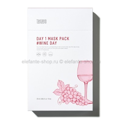 Маски для лица с винным экстрактом Tenzero Day1 Mask Pack #Wine Day 10х25ml (125)