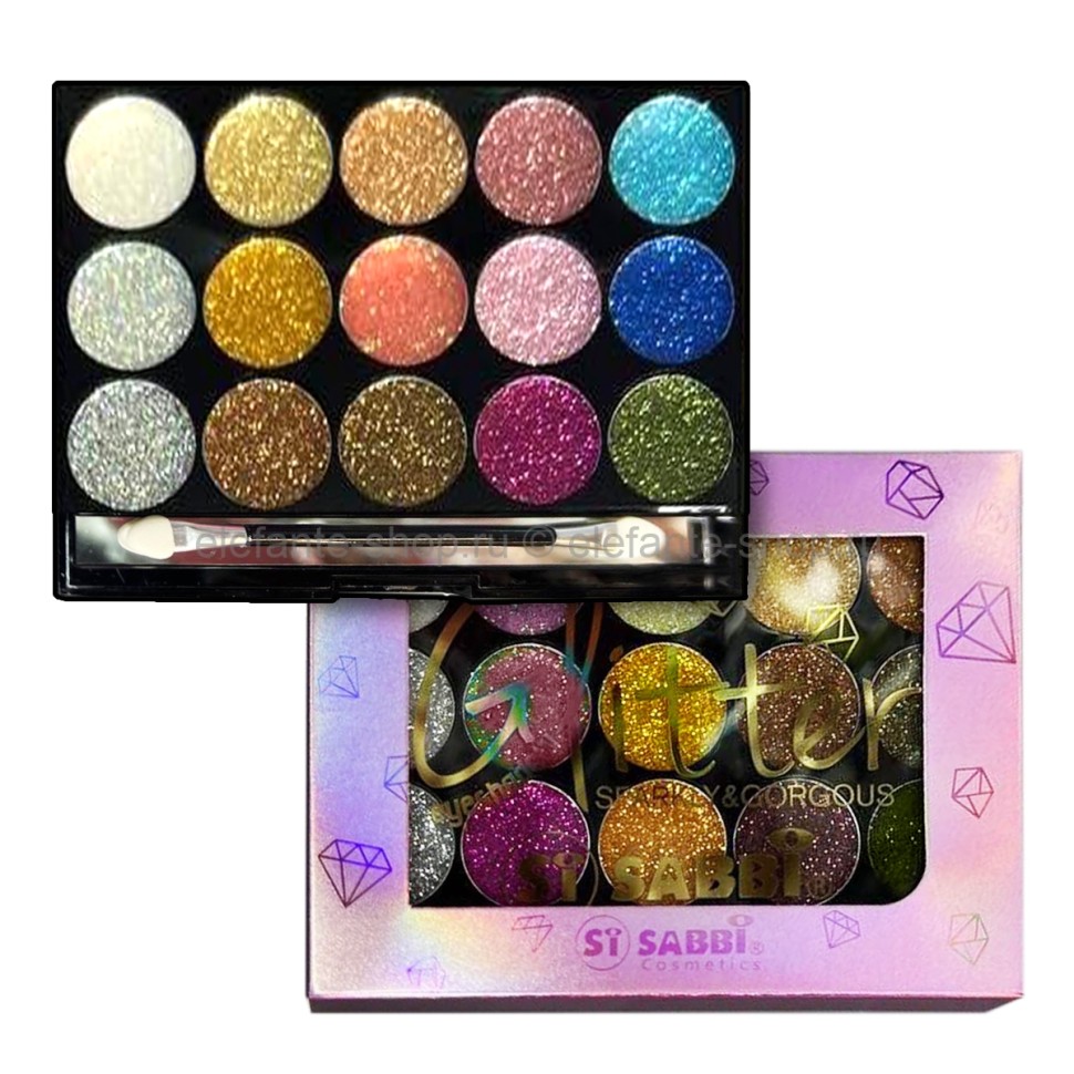 Тени-глиттеры для век Sabbi Extra Shimmer Gel Glitter Eyeshadow 15 colors #2