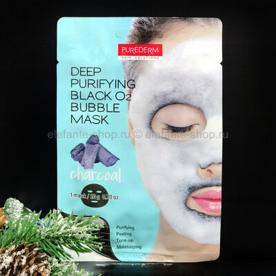 Кислородная маска Purederm Deep Purifying Black O2 Bubble Mask Charcoal (78)