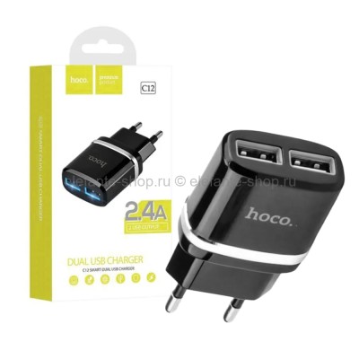 Сетевое зарядное устройство Hoco C12 2-USB 2.4A Black (15)