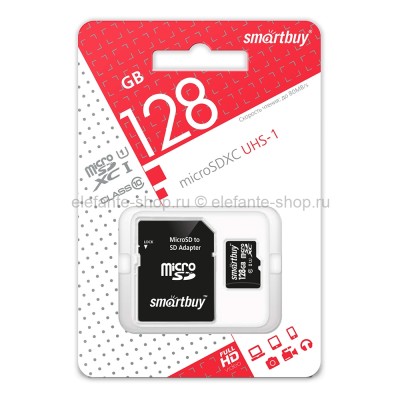 Карта памяти MicroSD 128GB Smart Buy Class10 UHS-I + SD адаптер (UM)