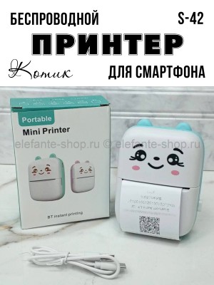 Беспроводной мини-термопринтер S-42 зеленый (BJ)