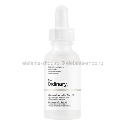 Сыворотка для проблемной кожи The Ordinary Niacinamide 10% + Zinc 1% High Strength Vitamin and Mineral Blemish, 30 мл (125)