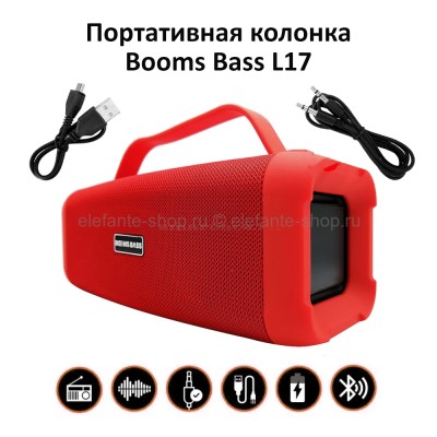 Портативная беспроводная колонка Booms Bass L17 Red (15)
