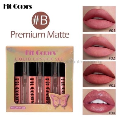 Набор матовых блесков для губ Fit Colors Premium Matte Set #B 4 шт (106)