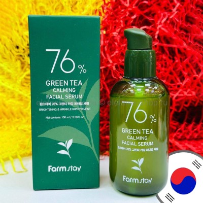 Сыворотка с экстрактом семян зеленого чая FarmStay 76% Green Tea Calming Facial Serum 100ml (13)